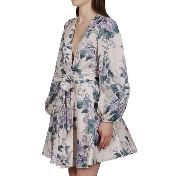 Zimmermann Cassia Wrap Floral Short Dress - Picture 2 of 6